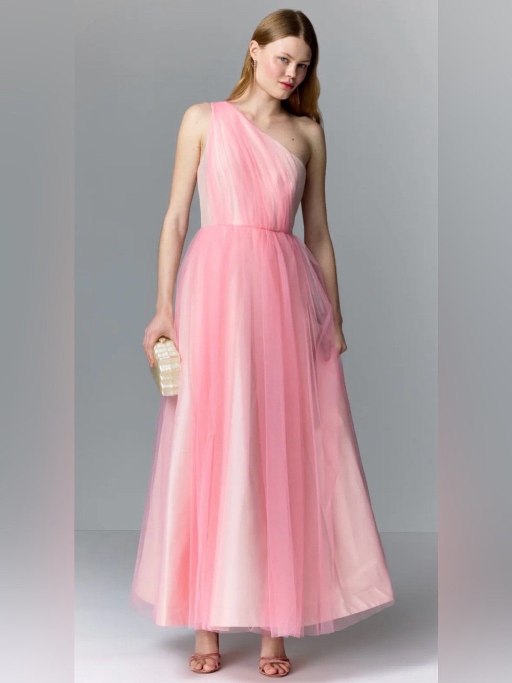 RTR Bagley Mischka One Shoulder Tulle Gown (0101)